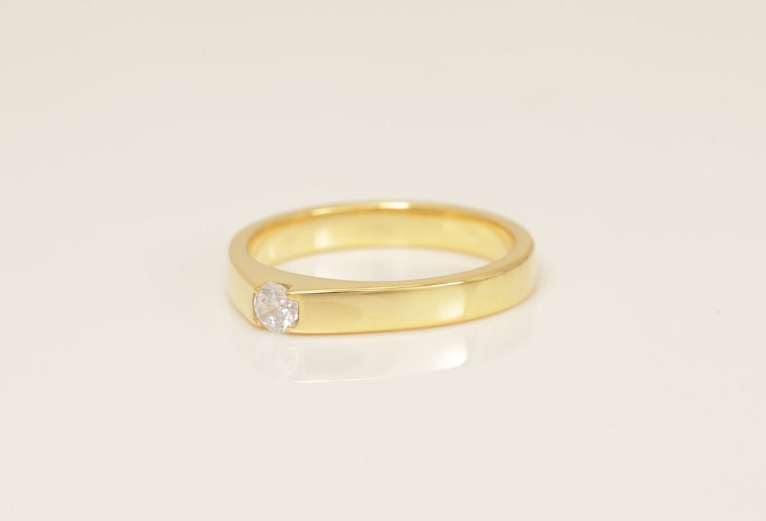 3.0mm Diamond Wedding Ring, Minimalist Diamond Engagement Ring Gift for Her, Unique Anniversary Ring, Promise Ring