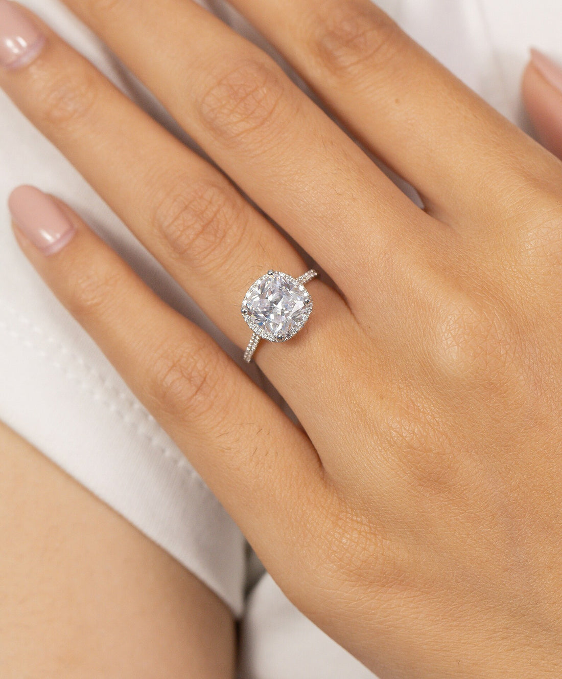 3.0 CT Cushion Diamond Engagement Ring, Fancy Engagement Ring, Halo Ring, Gift For Her