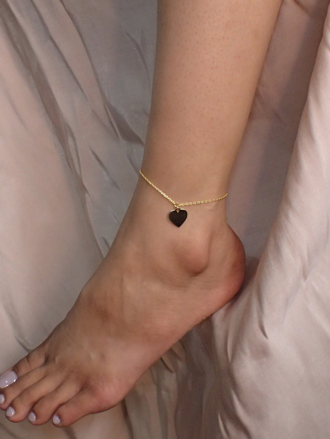 Heart Anklet / Simple Heart Anklet Bracelet / Sterling Silver Layering Anklet / Gift for Her / Bridesmaid Gift
