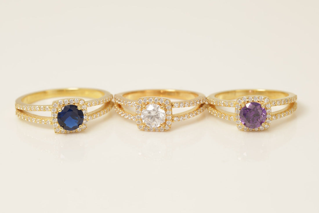 Split Shank Blue Sapphire Engagement Ring, Gemstone Wedding Ring, September Birthstone Ring, Diamond Halo Anniversary Ring, Promise Ring