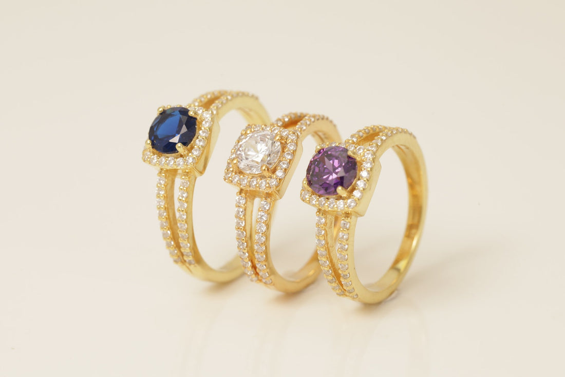 Split Shank Blue Sapphire Engagement Ring, Gemstone Wedding Ring, September Birthstone Ring, Diamond Halo Anniversary Ring, Promise Ring