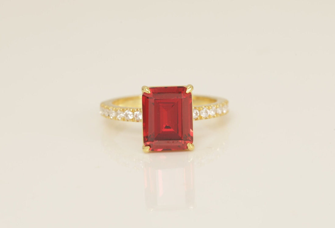 Four Prongs Ruby Engagement Ring, July Birthstone Ring, Bridal Promise Ring, Ruby Wedding Ring, Anniversary Ring