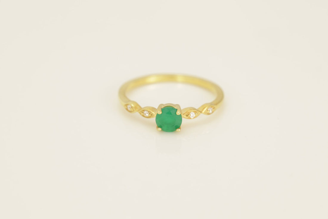 Emerald and Diamond Engagement Ring, May Birthstone, Emerald Ring, 18k Gold Unique Promise Ring, Marquise Ring