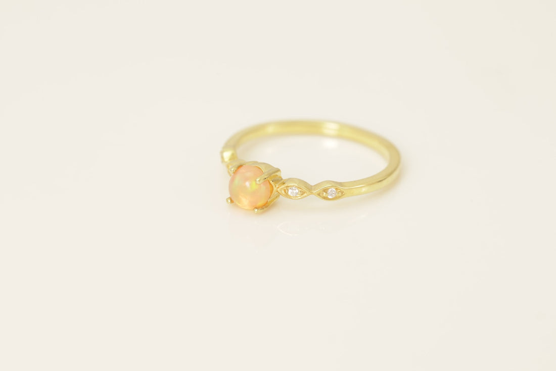 Opal and Diamond Engagement Ring, October Birthstone, Opal Ring, 18k Gold Unique Promise Ring, Marquise Ring