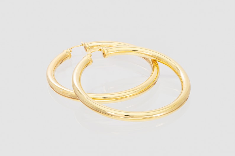 50 MM Shiny Large Hoops Earrings, Thick Earring for Women, Plain Bold Hoops, Huge Hoops