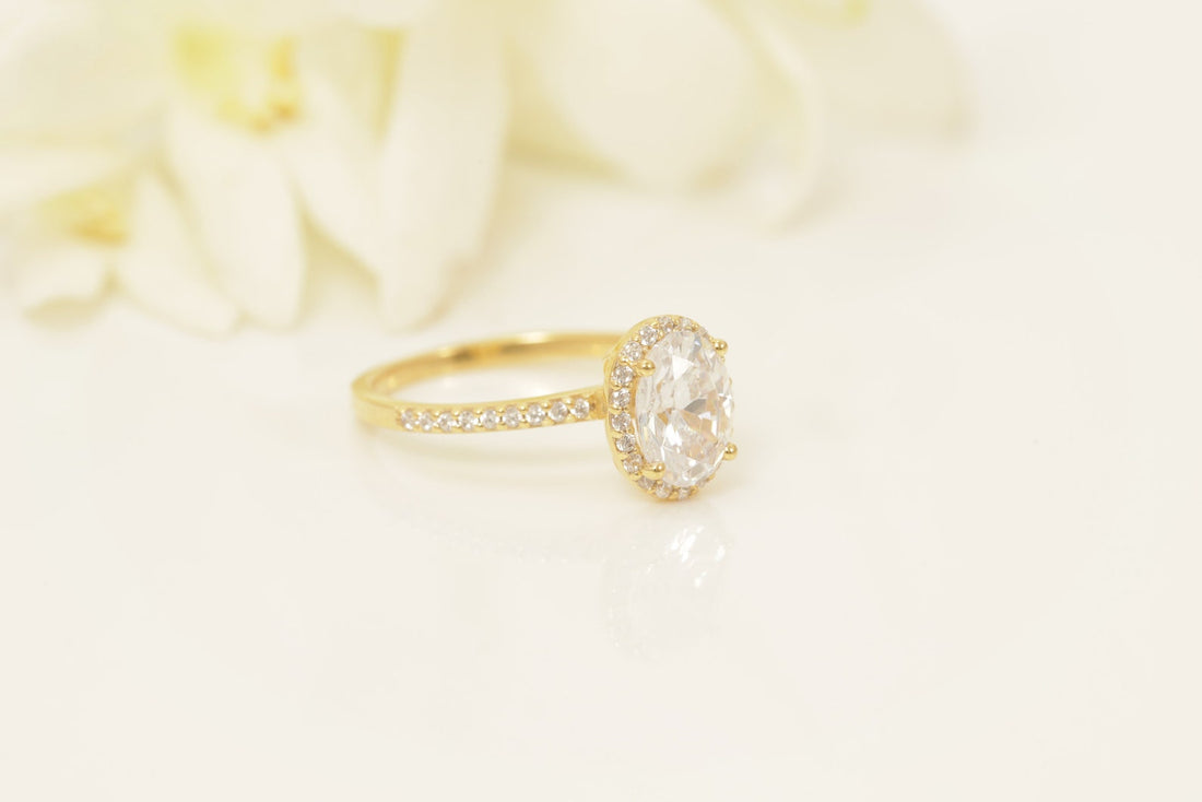 1.25 CT Oval Diamond Engagement Ring, Diamond Wedding Ring, Bridal Promise Ring, Oval Cut Anniversary Halo Ring