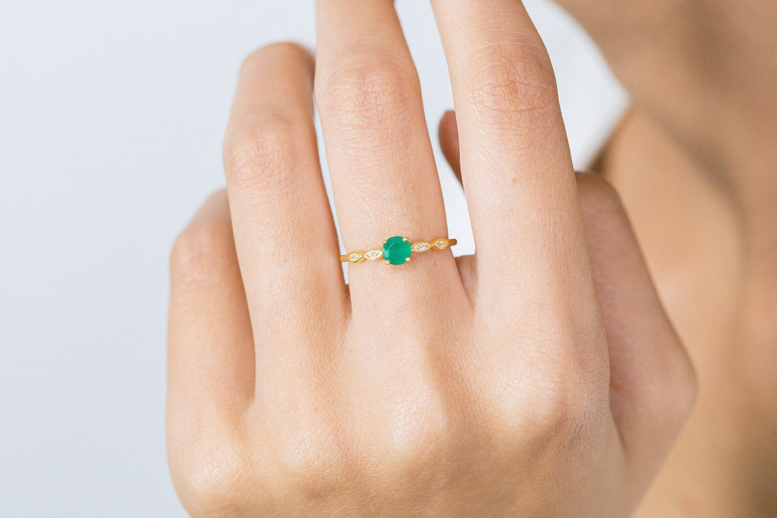 Emerald and Diamond Engagement Ring, May Birthstone, Emerald Ring, 18k Gold Unique Promise Ring, Marquise Ring
