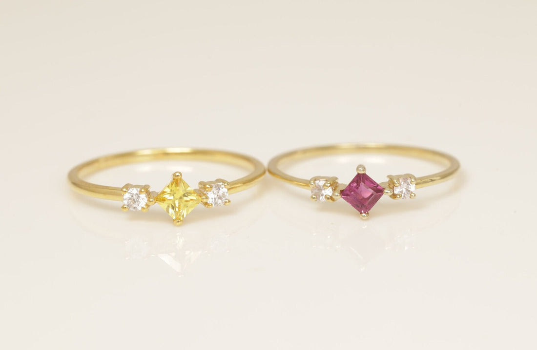 Three Stone Ruby Engagement Ring, Gemstone Wedding Ring, Ruby ring, Birthstones Ring Gift for Her, Cluster Wedding Ring, Promise Ring