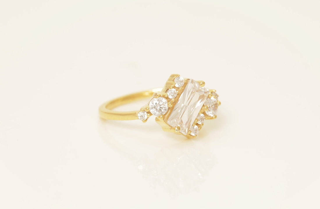 Diamond Cluster Engagement Ring, Alternative Wedding Band, Unique Cluster Nature Ring, Anniversary Gift