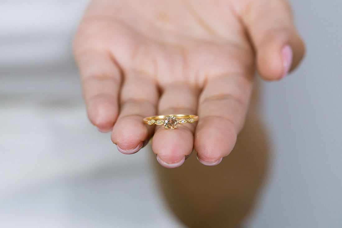 Topaz and Diamond Engagement Ring, November Birthstone, Topaz Ring, 18k Gold Unique Promise Ring, Marquise Ring