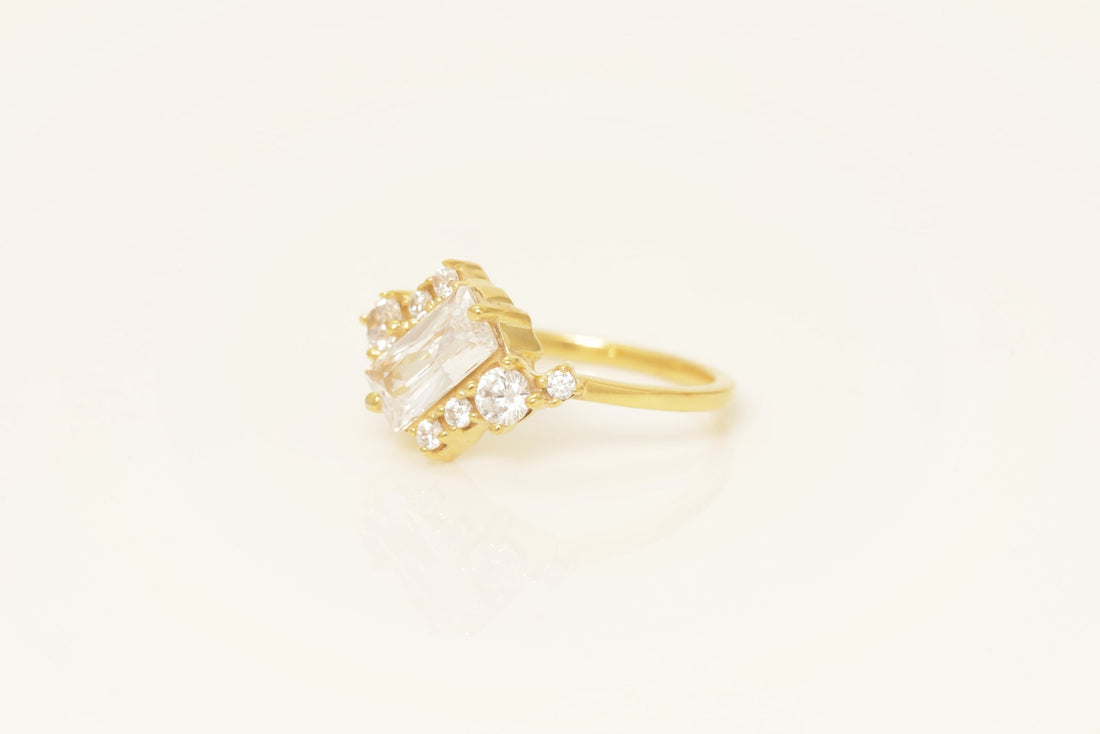 Diamond Cluster Engagement Ring, Alternative Wedding Band, Unique Cluster Nature Ring, Anniversary Gift