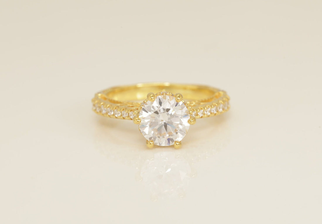 Cathedral Set Diamond Engagement Ring, Six Prong Diamond Anniversary Ring Gift for Her, Bridal Promise Ring, Wedding Ring