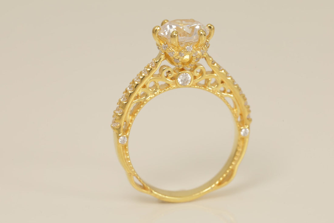 Cathedral Set Diamond Engagement Ring, Six Prong Diamond Anniversary Ring Gift for Her, Bridal Promise Ring, Wedding Ring