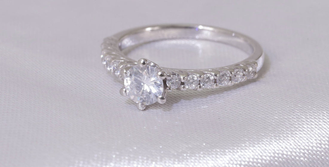 0.50CT Six Prong Diamond Engagement Ring, Bridal Promise Ring, Pave Setting Anniversary Ring Gift for Her