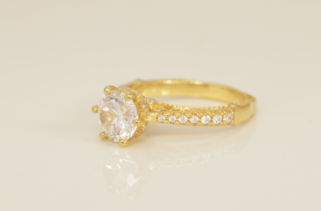 Cathedral Set Diamond Engagement Ring, Six Prong Diamond Anniversary Ring Gift for Her, Bridal Promise Ring, Wedding Ring