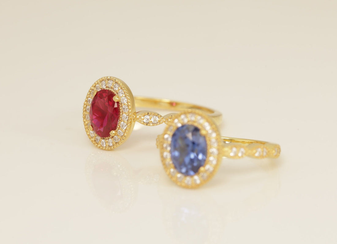 Diamond Halo Ruby Engagement Ring, July Birthstone Ring, Oval Shape Ruby Wedding Ring, Anniversary Ring Gift for Her