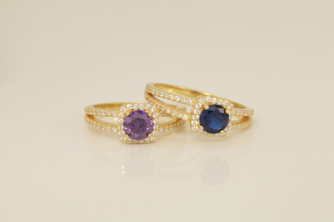 Split Shank Amethyst Engagement Ring, February Birthstone Ring, Diamond Halo Anniversary Ring Gift for Her, Bridal Promise Ring