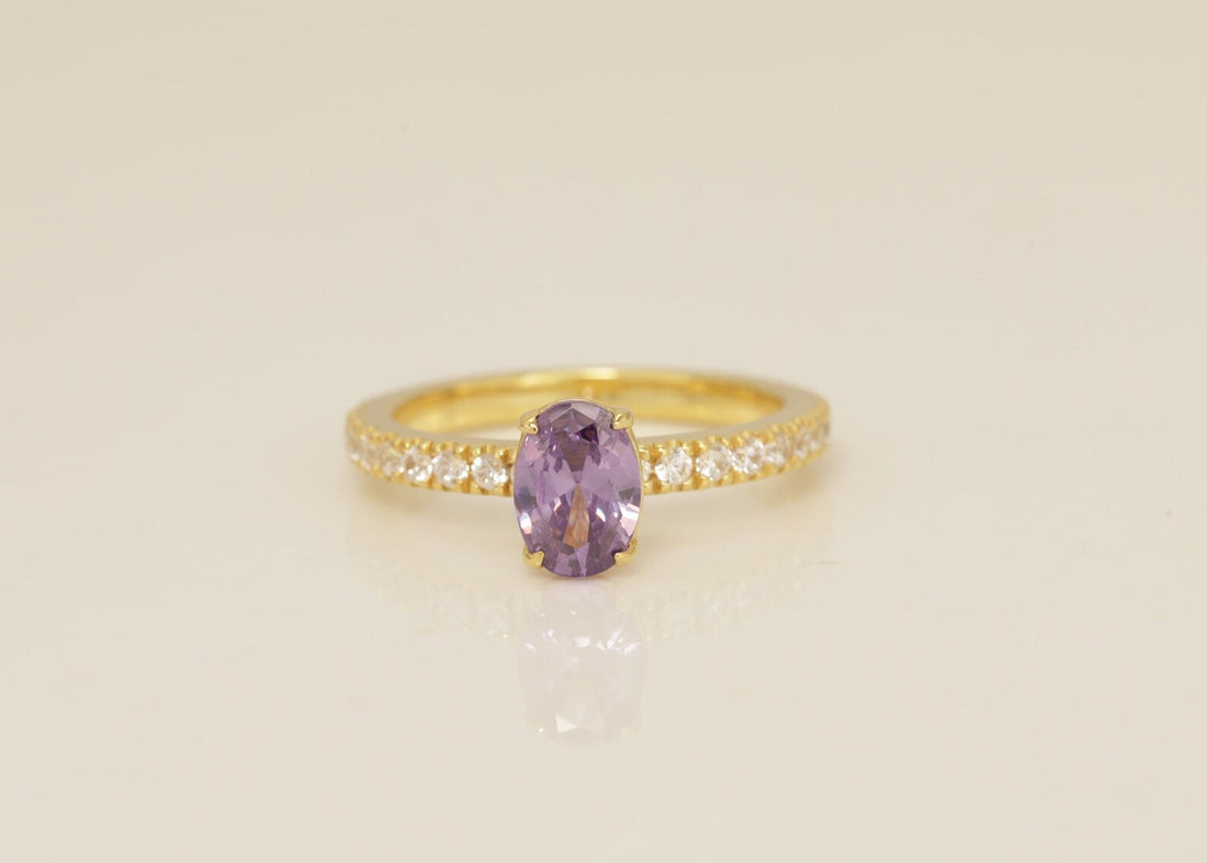 Oval Cut Amethyst Engagement Ring, February Birthstone Ring, Promise ring Gift for Her, Anniversary Gift