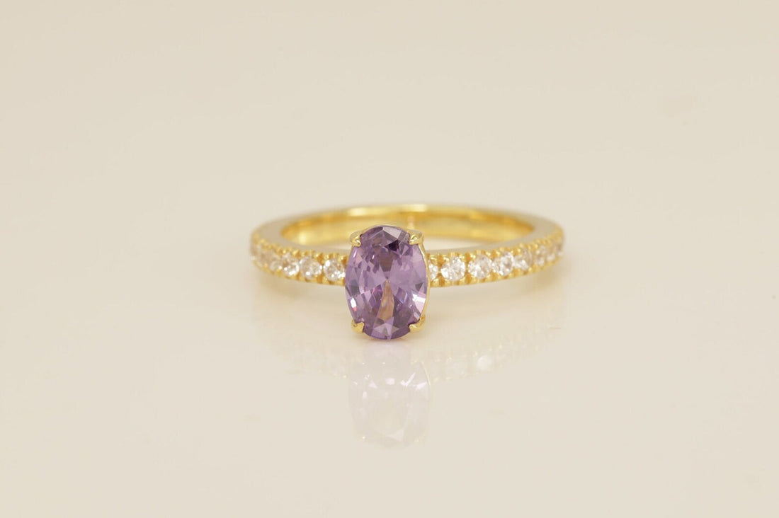 Oval Cut Amethyst Engagement Ring, February Birthstone Ring, Promise ring Gift for Her, Anniversary Gift