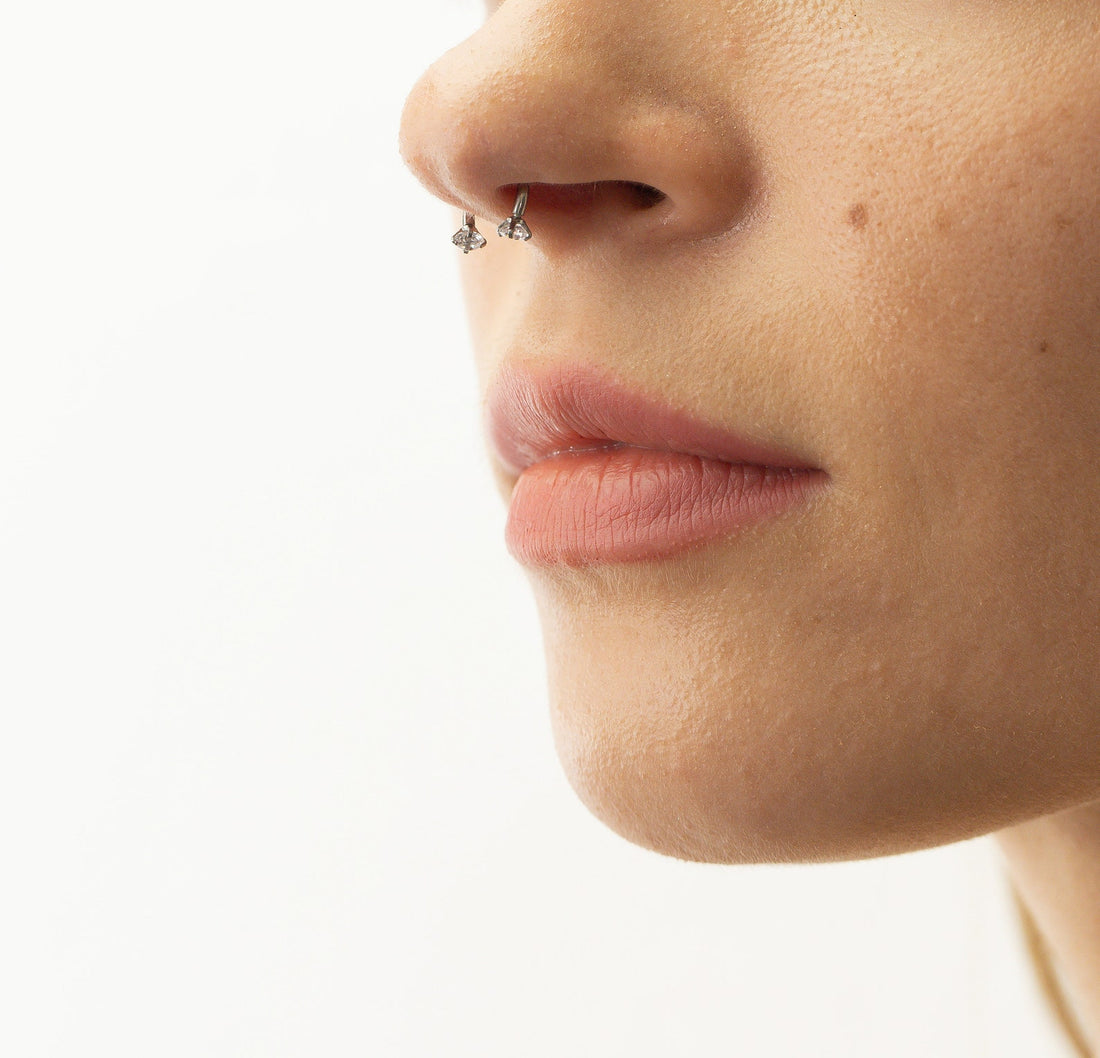 Diamond Septum Ring, Horseshoe Ring, Nose Piercing, Modern ring, Minimalist Ring, Septum Ring, Piercing Jewelry