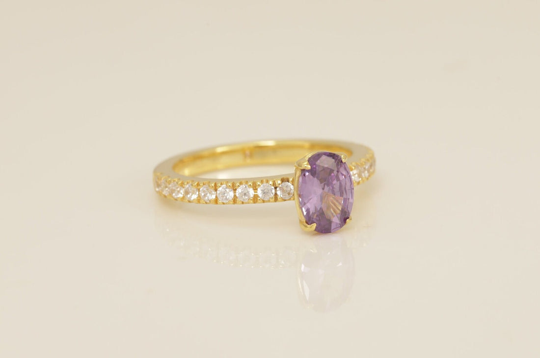 Oval Cut Amethyst Engagement Ring, February Birthstone Ring, Promise ring Gift for Her, Anniversary Gift