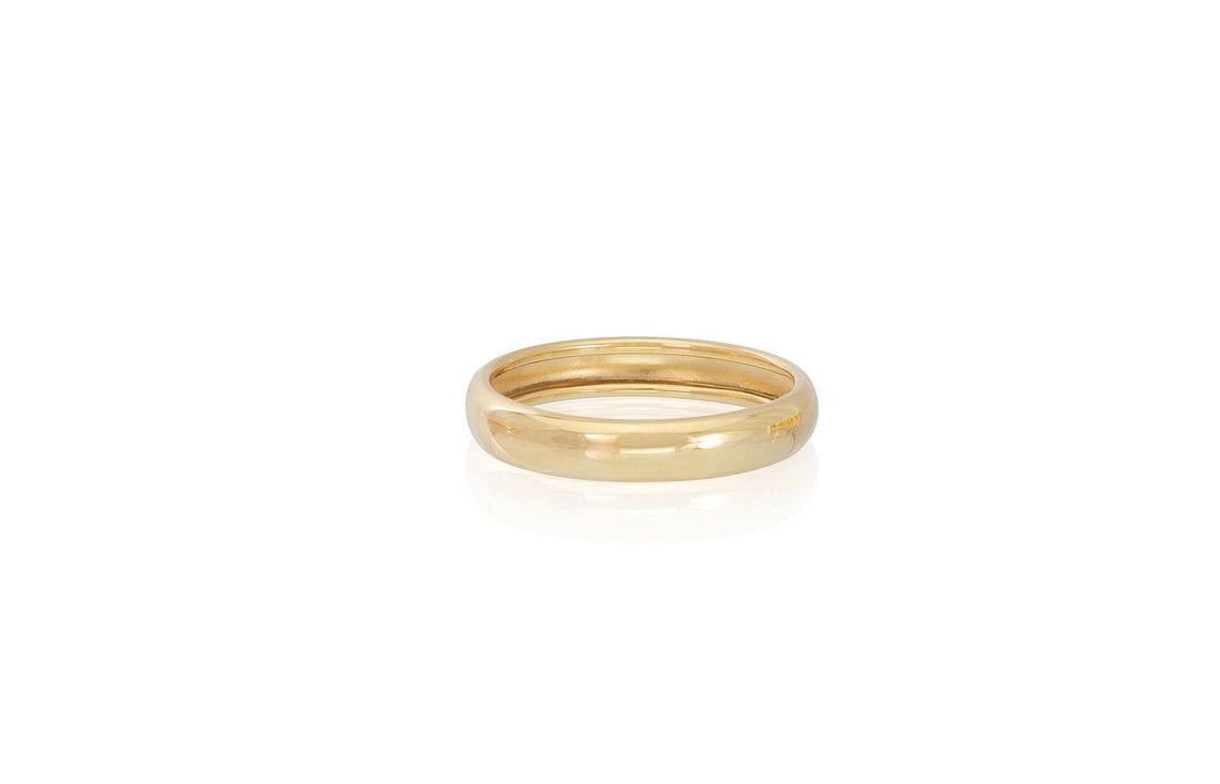 Gold Wedding Band, Classic Dome Polished Men's and Women's Wedding Ring, 3.5mm Comfort Fit Plain Wedding Band