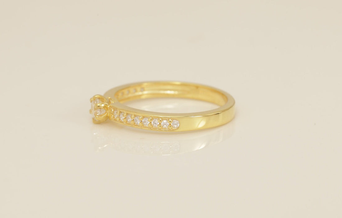 Six Prong Channel Set Engagement Ring, Half Eternity Diamond Engagement Ring, Bridal Promise Ring for Women, Anniversary Ring