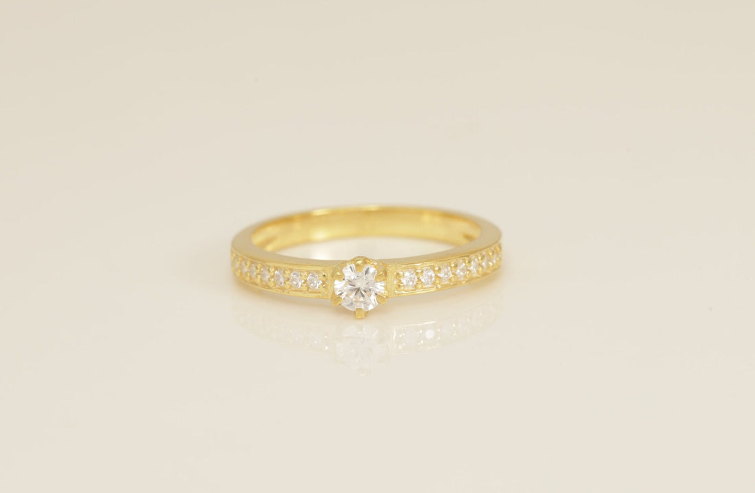 Six Prong Channel Set Engagement Ring, Half Eternity Diamond Engagement Ring, Bridal Promise Ring for Women, Anniversary Ring