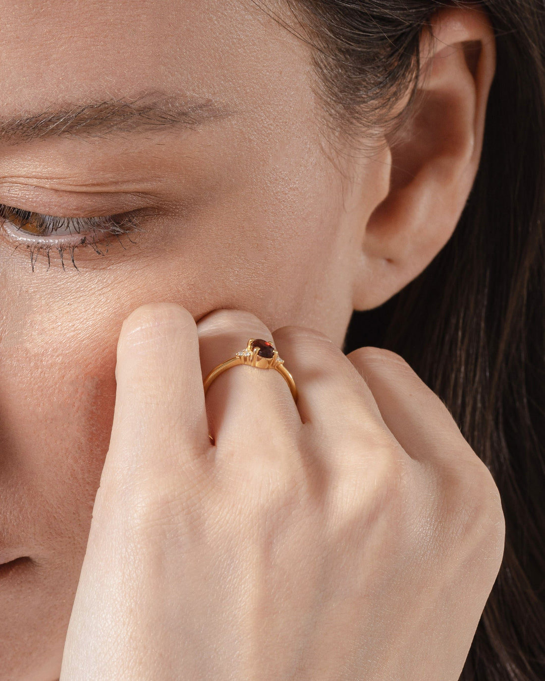 6x4mm Cluster Garnet Engagement Ring, Cluster Diamond Ring, Prong Set Oval Garnet Wedding Ring, January Birthstone Gift