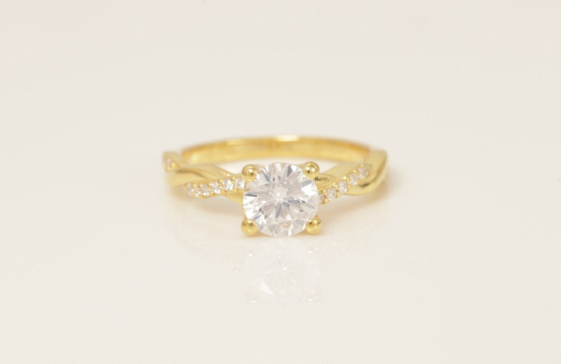 Diamond Petite Twist Engagement Ring, Twisted Vine Wedding Ring, Solitaire Engagement Ring, Anniversary Ring Gift for Her
