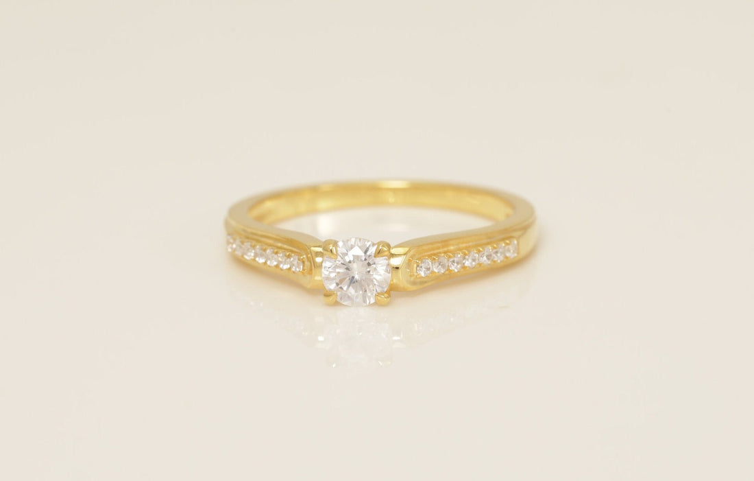 Channel Set Diamond Engagement Ring, Solitaire Engagement Ring, Bridal Promise Ring for Women, Anniversary Ring