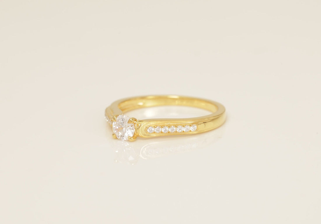 Channel Set Diamond Engagement Ring, Solitaire Engagement Ring, Bridal Promise Ring for Women, Anniversary Ring