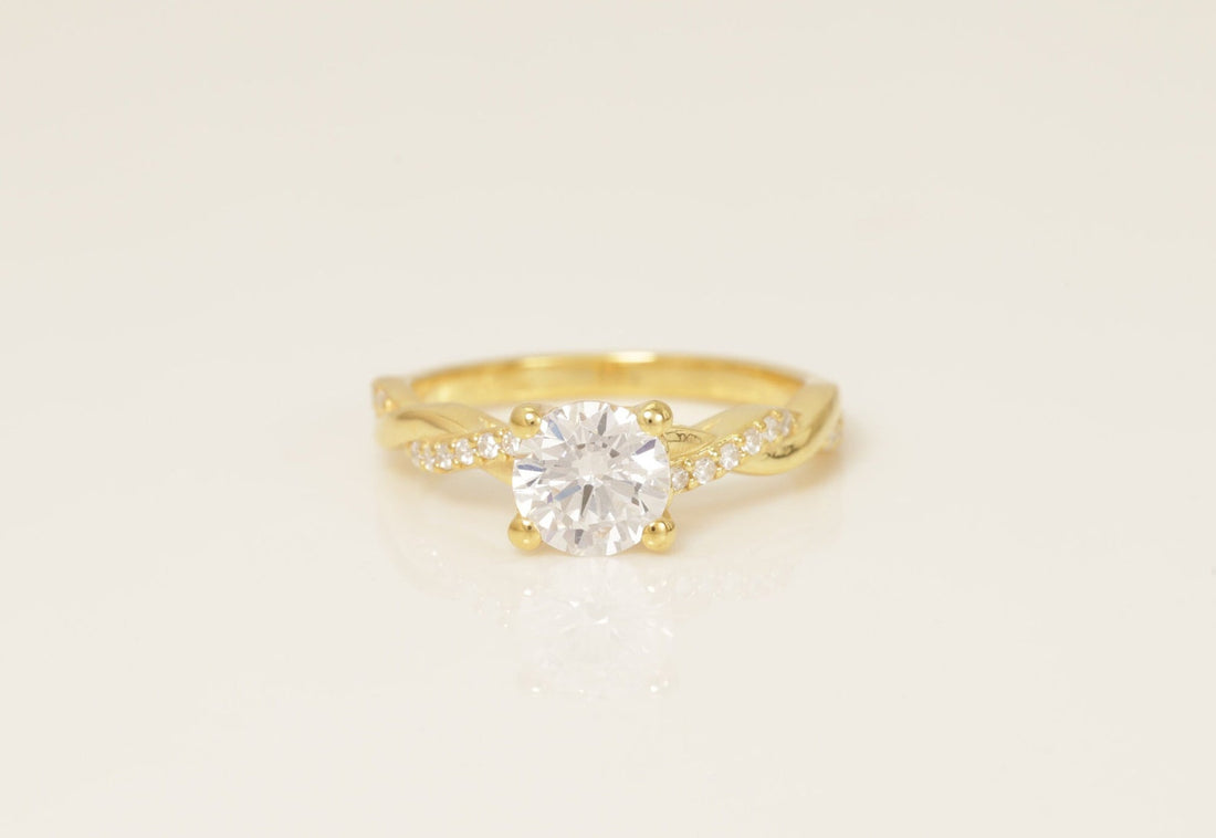 Diamond Petite Twist Engagement Ring, Twisted Vine Wedding Ring, Solitaire Engagement Ring, Anniversary Ring Gift for Her