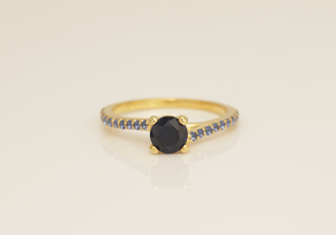 Cathedral Blue Sapphire Engagement Ring, Four Prong Blue Sapphire Wedding Ring, September Birthstone Ring, Bridal Promise Ring