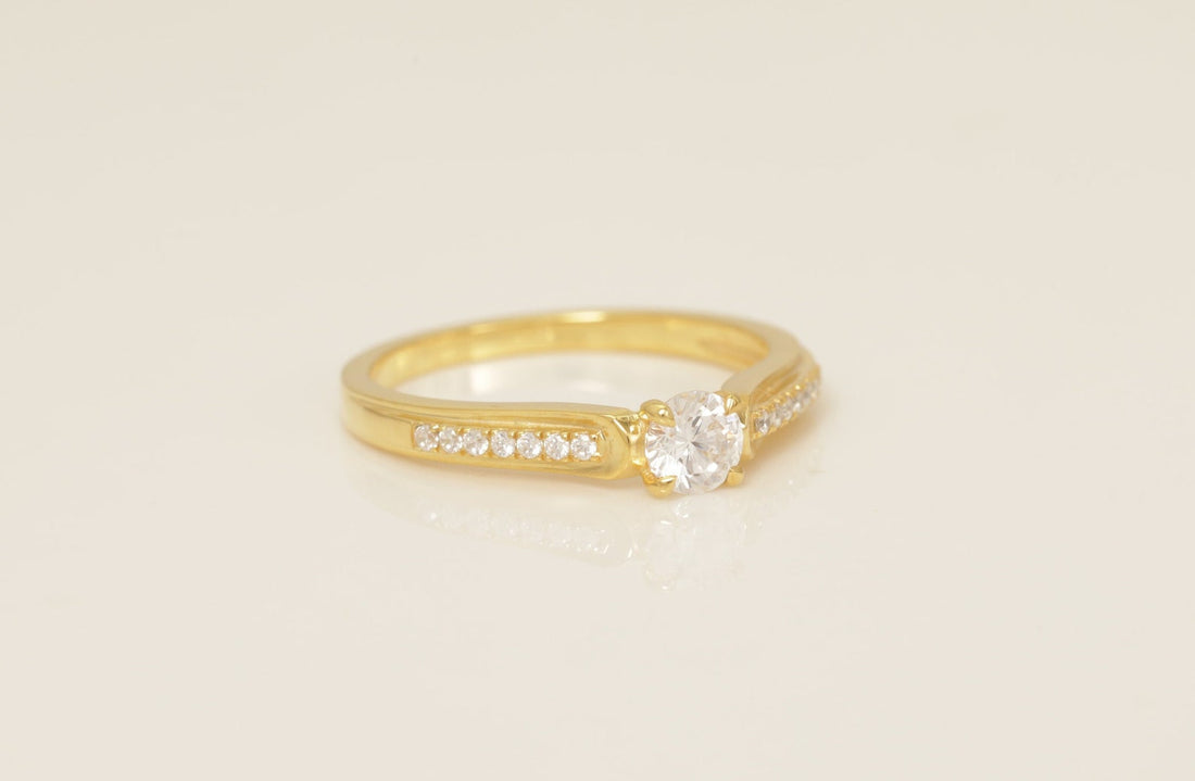 Channel Set Diamond Engagement Ring, Solitaire Engagement Ring, Bridal Promise Ring for Women, Anniversary Ring