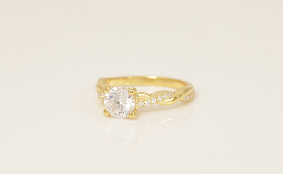 Diamond Petite Twist Engagement Ring, Twisted Vine Wedding Ring, Solitaire Engagement Ring, Anniversary Ring Gift for Her