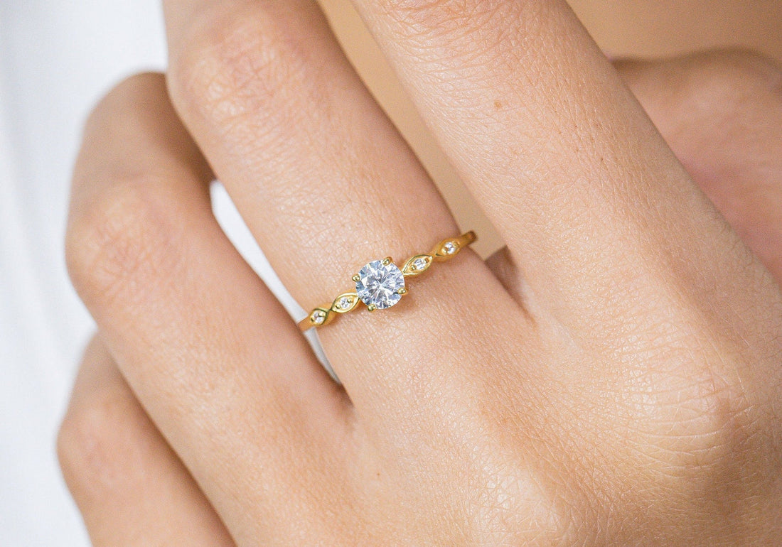 Diamond Engagement Ring, April Birthstone, Diamond Anniversary Ring, 18k Gold Unique Promise Ring, Marquise Ring