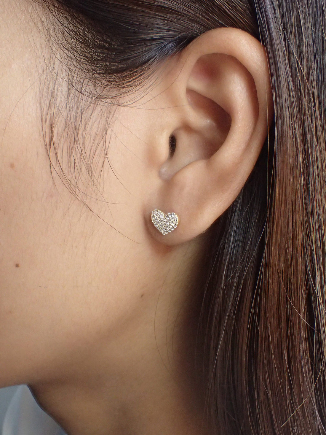 Heart Stud Earrings / Moissanite Heart Earrings / Crystal Heart Tragus / Cartilage Stud / Earrings for Women