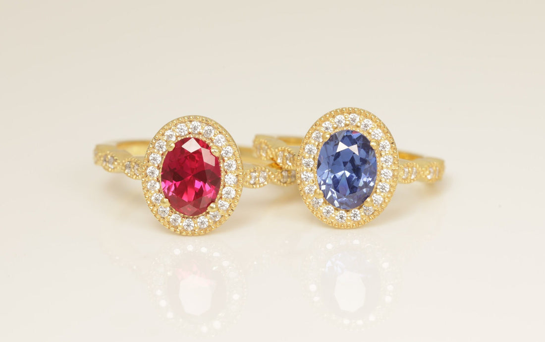 Diamond Halo Ruby Engagement Ring, Gemstone Wedding Ring, Birthstone Ring, Anniversary Ring Gift for Her, Promise Ring