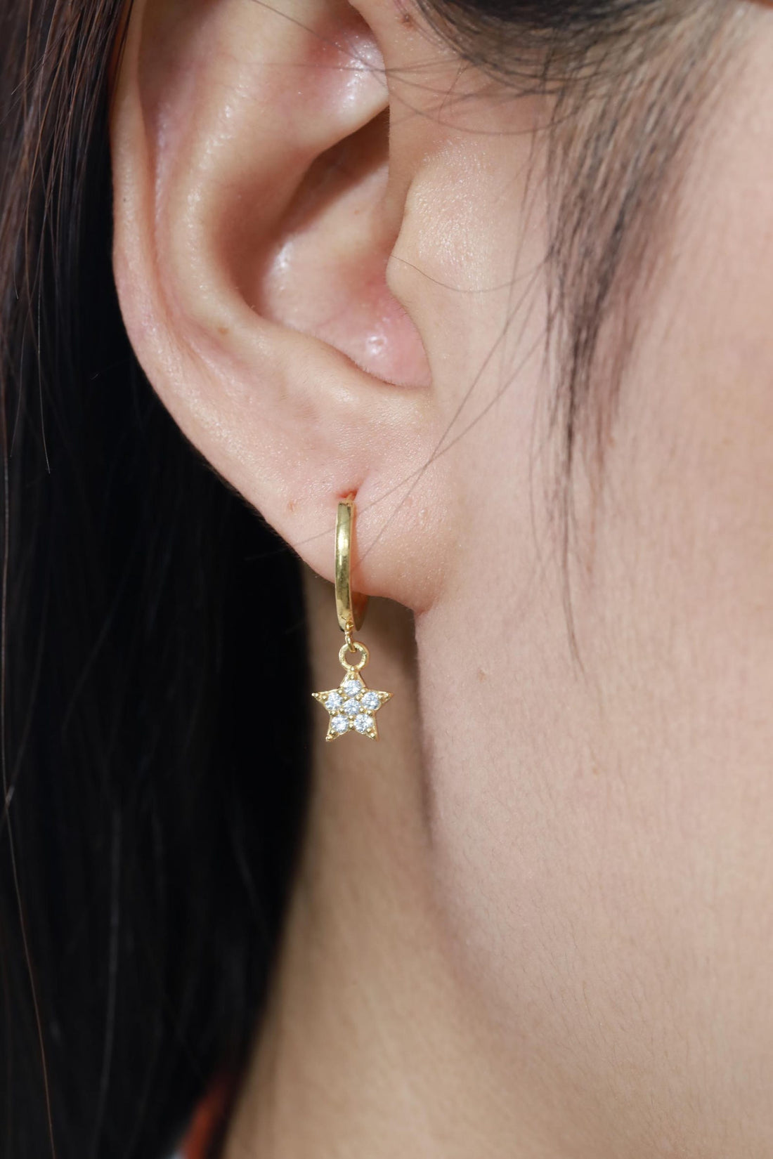 Dangle Drop Star Hoop Earrings, Star Earrings Gift for Women, Minimalist Star Earrings, Huggie Hoop Earrings Gift for Her
