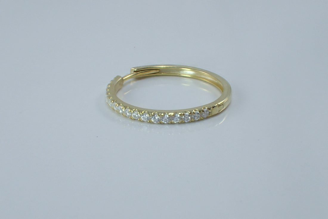 Diamond Hoop Earrings, Minimalist Diamond Earrings, 18mm Gold Earring Gift for Mom or Sweetheart