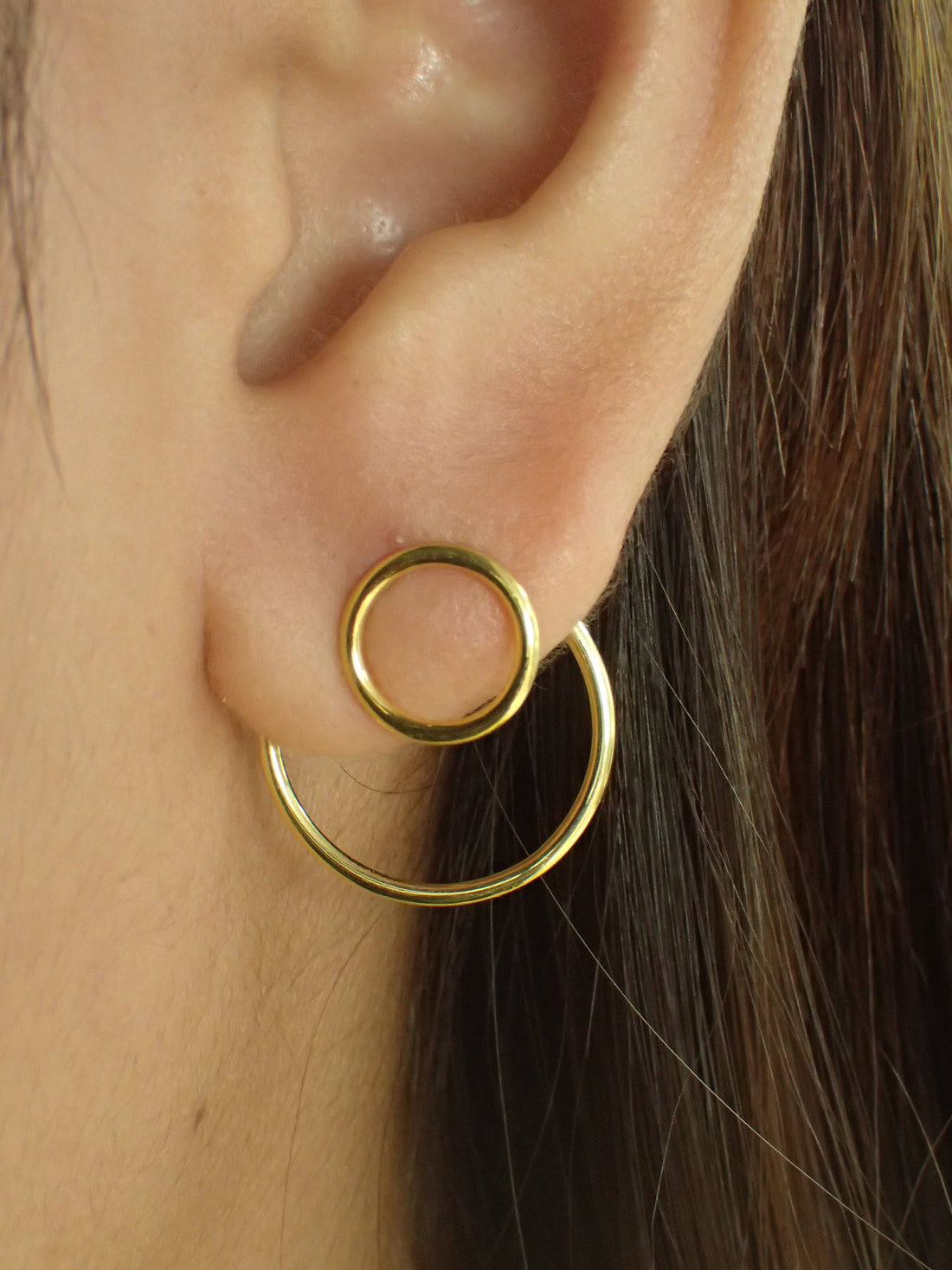 Open Circle Ear Jacket Earrings / 925 Sterling Silver Two Way Earrings / Geometric Minimal Earrings / Earrings Gift for Her