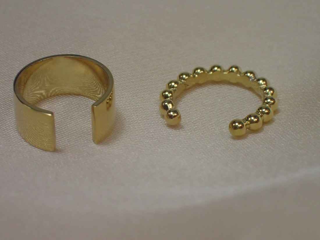 Ear Cuff Earrings / Tiny Beaded Huggie Hoop Earrings / Cartilage Ear Cuff / Gold Plated beaded hoops