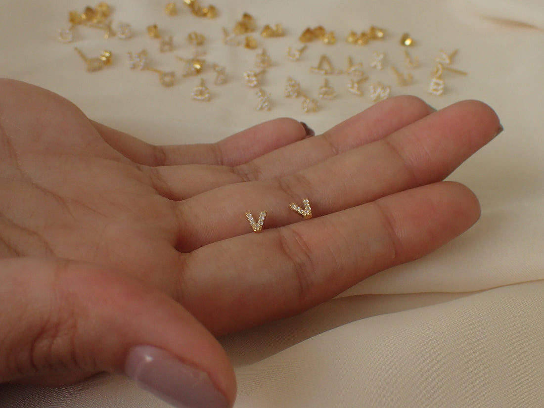 Custom Initials Earrings / Personalized Stud Earrings / Sterling Silver Letter Earrings / Bridesmaids Gifts / Dainty Name Earrings