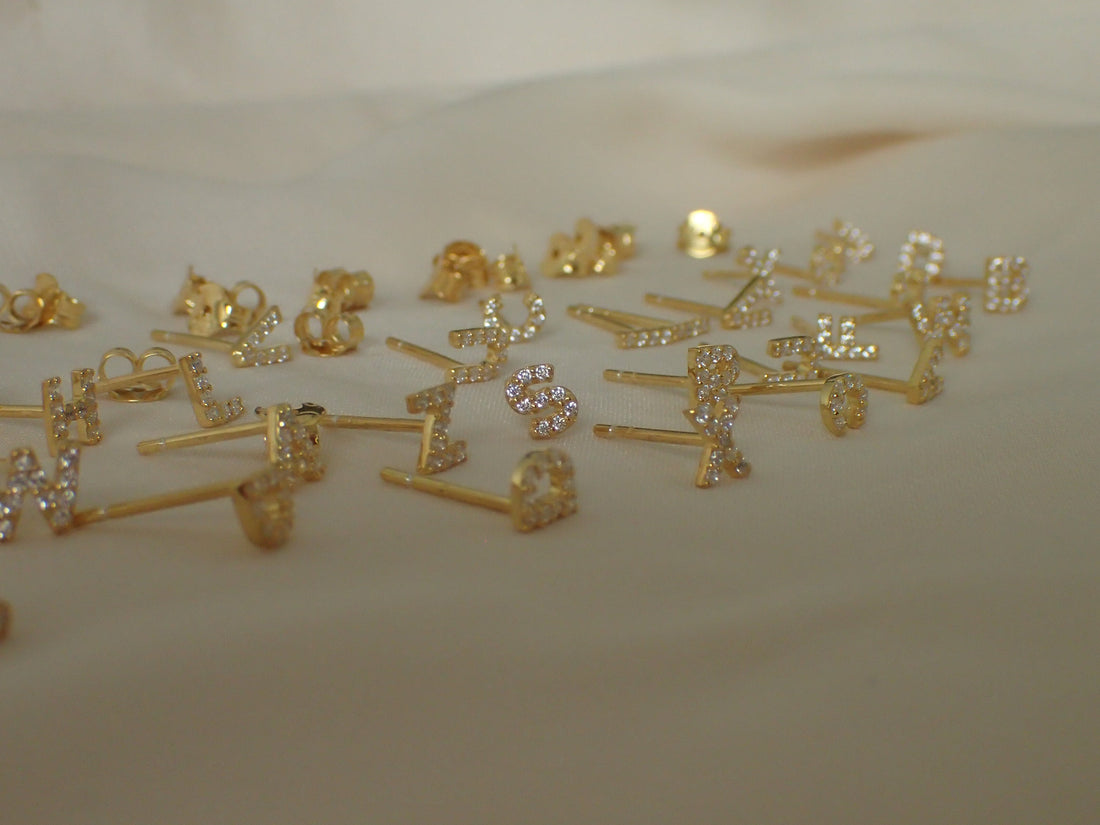 Custom Initials Earrings / Personalized Stud Earrings / Sterling Silver Letter Earrings / Bridesmaids Gifts / Dainty Name Earrings