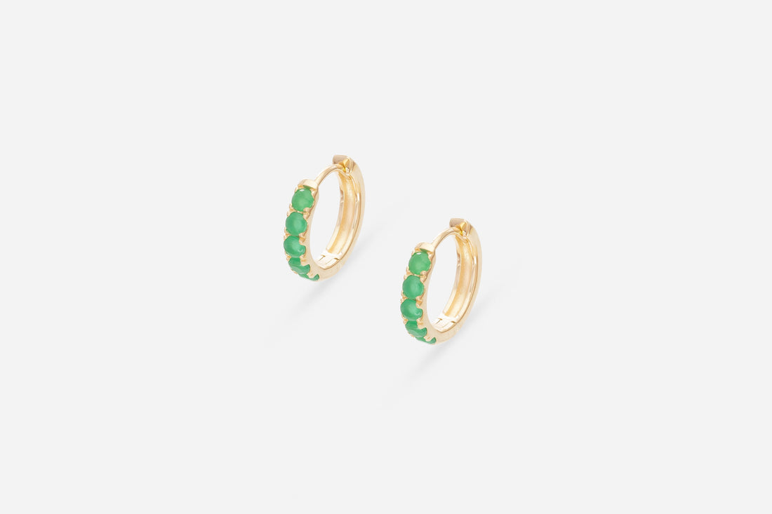 Five Stones Emerald Hoop Earring, May Birthstone Gifts, Huggie Hoops, Minimal Hoop Earring