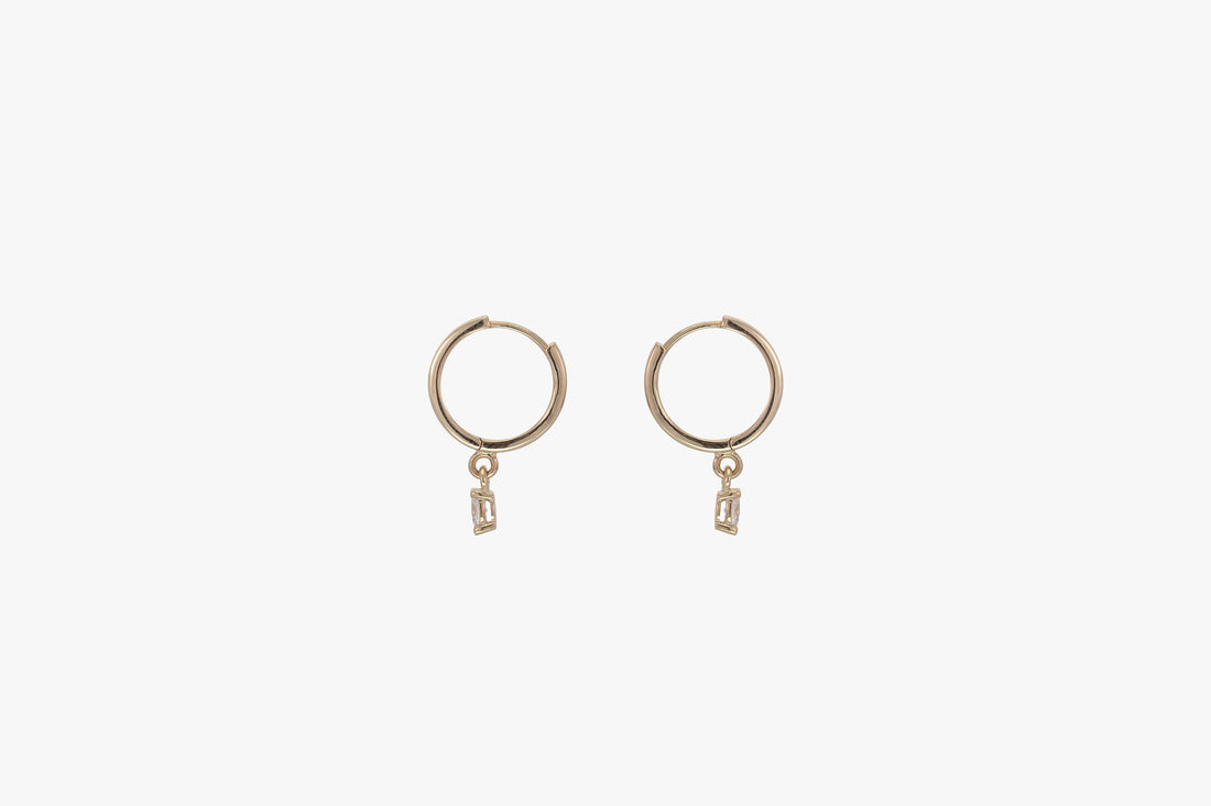 Dangle Drop Moissanite Hoop Earrings, Delicate Moissanite Earrings, Minimalist Hoop Earrings, Huggie Hoop Earrings Gift for Women