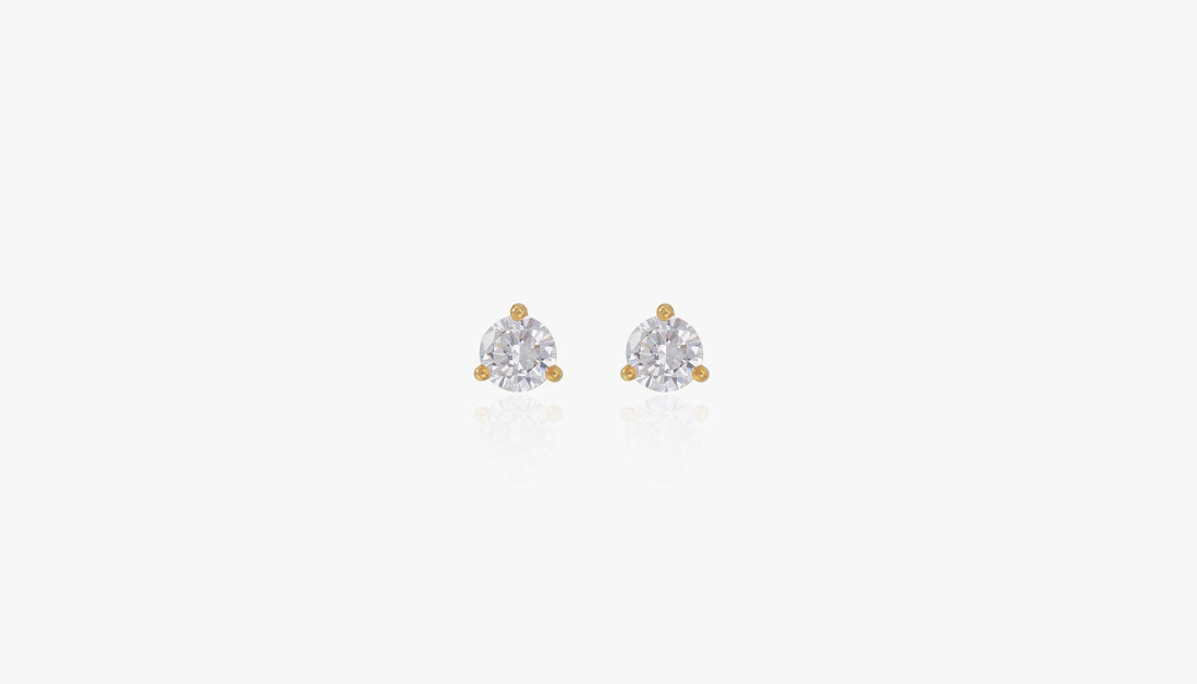 4.0mm 3-Prongs Solitaire Stud Earrings, Minimalist Diamond Earrings, Daily Wear Earrings, Bridal Earrings Gift for Women