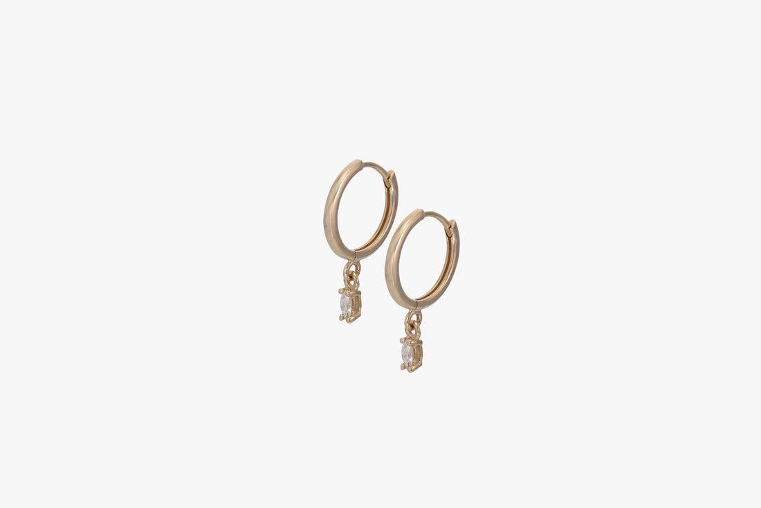 Dangle Drop Moissanite Hoop Earrings, Delicate Moissanite Earrings, Minimalist Hoop Earrings, Huggie Hoop Earrings Gift for Women