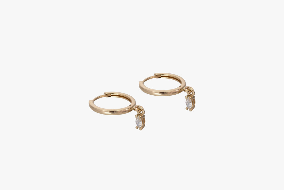Dangle Drop Moissanite Hoop Earrings, Delicate Moissanite Earrings, Minimalist Hoop Earrings, Huggie Hoop Earrings Gift for Women